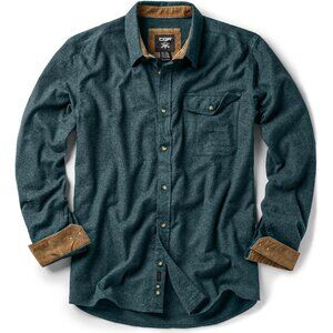 Mens Green Cotton Flannel Shirt Long Sleeve Brushed Soft Casual Outdoor Plaid